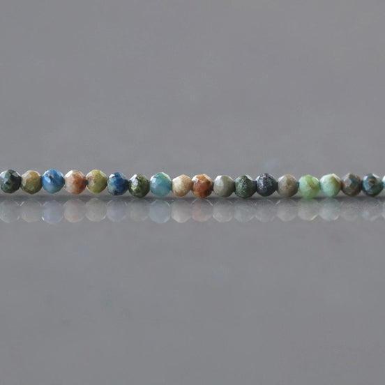 2mm Azurite Beads ‚Äì Tiny Faceted Round Natural Gemstone 15" Strand