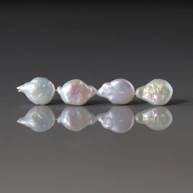 10mm x 14mm AAA Freshwater Baroque Pearl Beads White Drop Coin Pearls 4 PCs DIY Jewelry June Birthstone