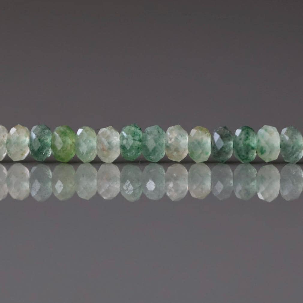 3mm Green Strawberry Quartz Micro Faceted Rondel Beads Genuine Quartz Beads 15" Sparkly Gemstone Beads for Jewelry Making