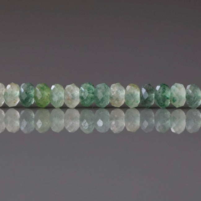 3mm Green Strawberry Quartz Micro Faceted Rondel Beads Genuine Quartz Beads 15" Sparkly Gemstone Beads for Jewelry Making