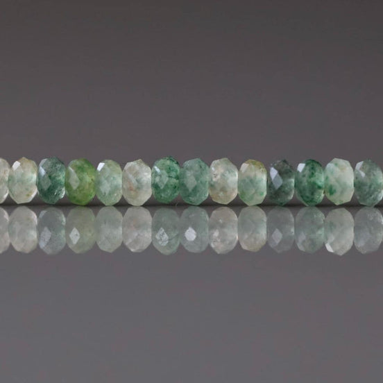 3mm Green Strawberry Quartz Micro Faceted Rondel Beads Genuine Quartz Beads 15" Sparkly Gemstone Beads for Jewelry Making