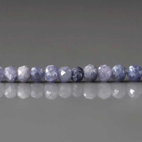 2.5mm Lavender Blue Sapphire Beads – Tiny Faceted Rondelle Natural Gemstone - 18pcs