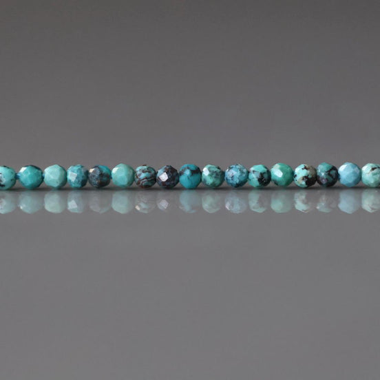 1.8mm Rare Blue Turquoise Beads - Tiny Faceted Round Natural Gemstone 15" Strand