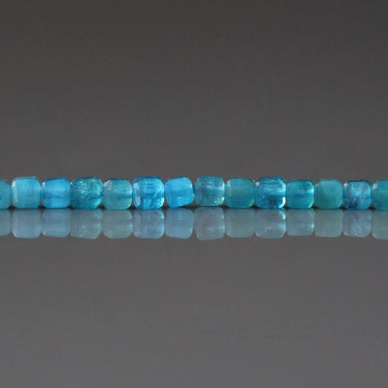 2.5mm Blue Apatite Beads ‚Äì Tiny Faceted Cube Natural Gemstone 15" Strand