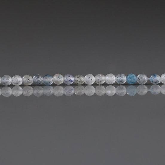 2.5mm Dumortierite In Quartz Beads – Tiny Faceted Round Natural Gemstone 15" Strand