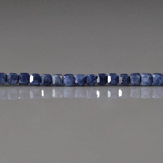 2mm Natural Sapphire Beads - Tiny Faceted Cube Natural Gemstone 6" Strand