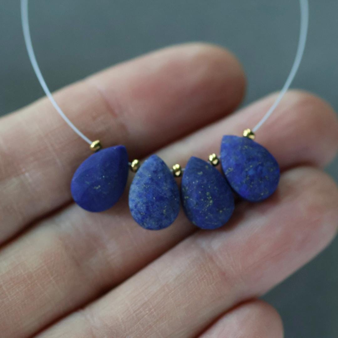 AAA Matte Lapis lazuli Briolette Beads Smooth Teardrops Lapis 12mm 4 Pieces Gemstone Beads Jewelry Making Beading Craft Gift Beads