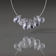 AAA Light Iolite Briolette Beads Faceted Drops Teardrops 6 Pcs Gemstone Beads for Silk Knotting Jewelry Making DIY Necklace Earrings