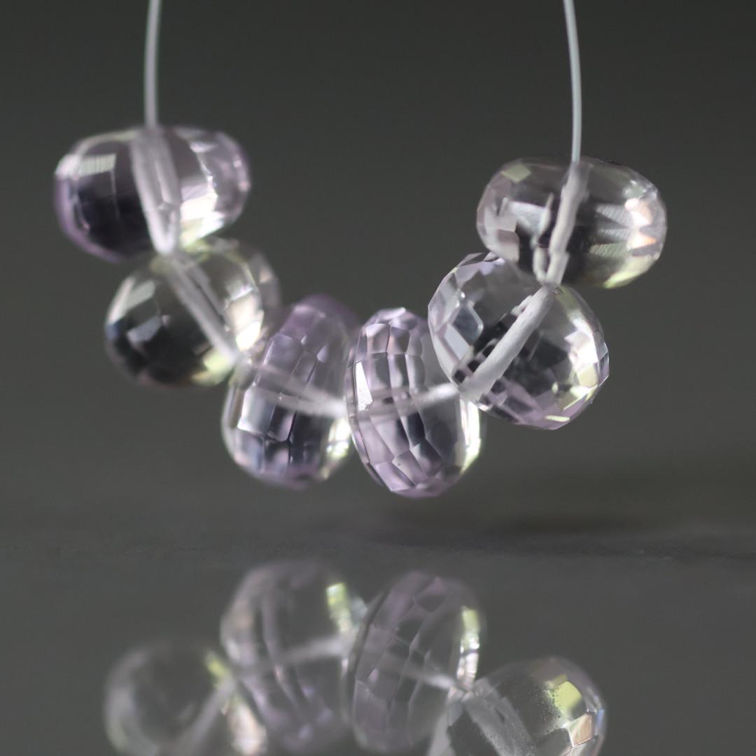9mm Natural Pink Amethyst Rondelle Beads Checker Faceted Gemstone for DIY Jewelry Making Earrings Pendants February Birthstone