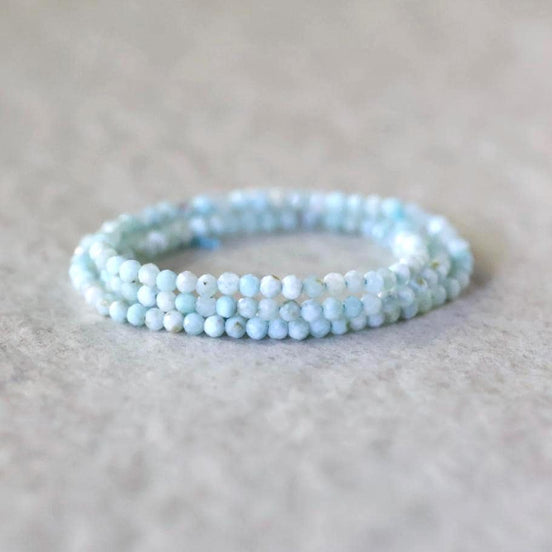 2.5mm Dominican Larimar Beads - Tiny Faceted Round Natural Gemstone 15" Strand