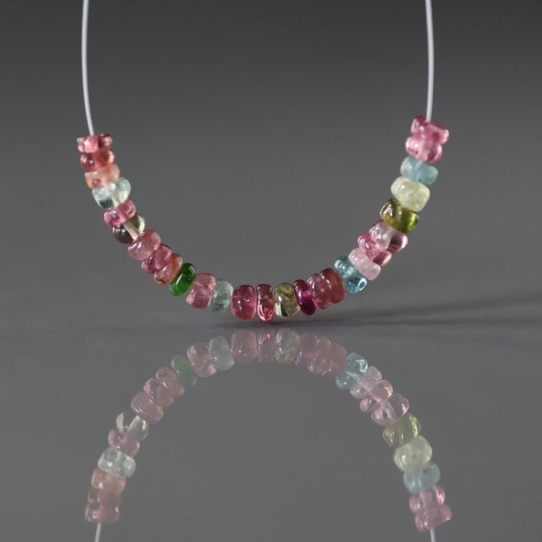 3.5mm AAA Multi Color Tourmaline Rondelle Beads Smooth 2” Gemstone Beads DIY Jewelry Making Gift October Birthstone