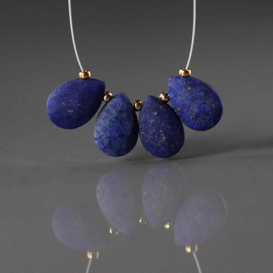 AAA Matte Lapis lazuli Briolette Beads Smooth Teardrops Lapis 12mm 4 Pieces Gemstone Beads Jewelry Making Beading Craft Gift Beads
