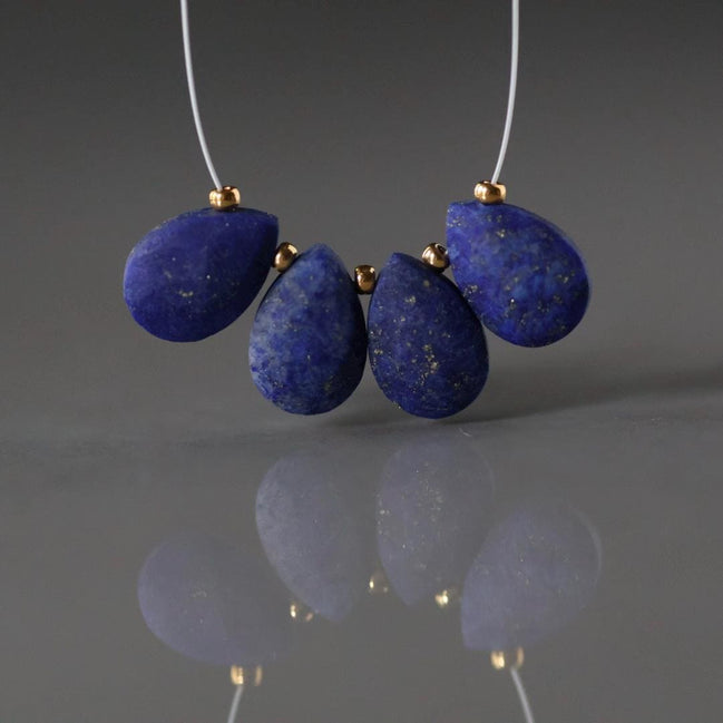 AAA Matte Lapis lazuli Briolette Beads Smooth Teardrops Lapis 12mm 4 Pieces Gemstone Beads Jewelry Making Beading Craft Gift Beads