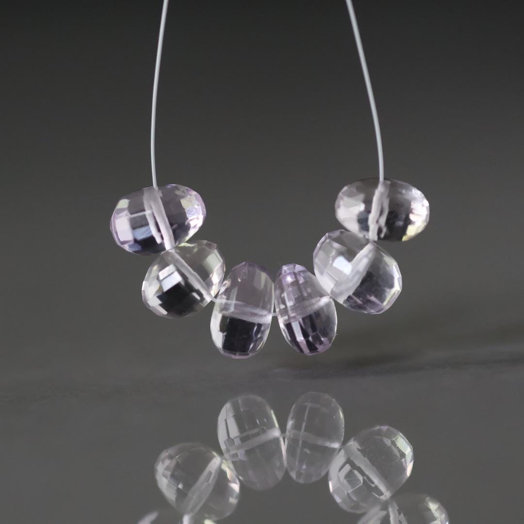 9mm Natural Pink Amethyst Rondelle Beads Checker Faceted Gemstone for DIY Jewelry Making Earrings Pendants February Birthstone