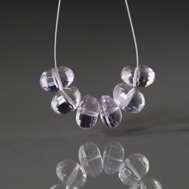 9mm Natural Pink Amethyst Rondelle Beads Checker Faceted Gemstone for DIY Jewelry Making Earrings Pendants February Birthstone