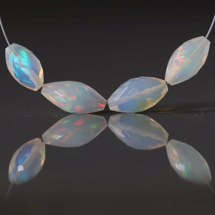 Ethiopian Opal Barrel Beads 4 Pcs – Faceted Oval Natural Gemstone