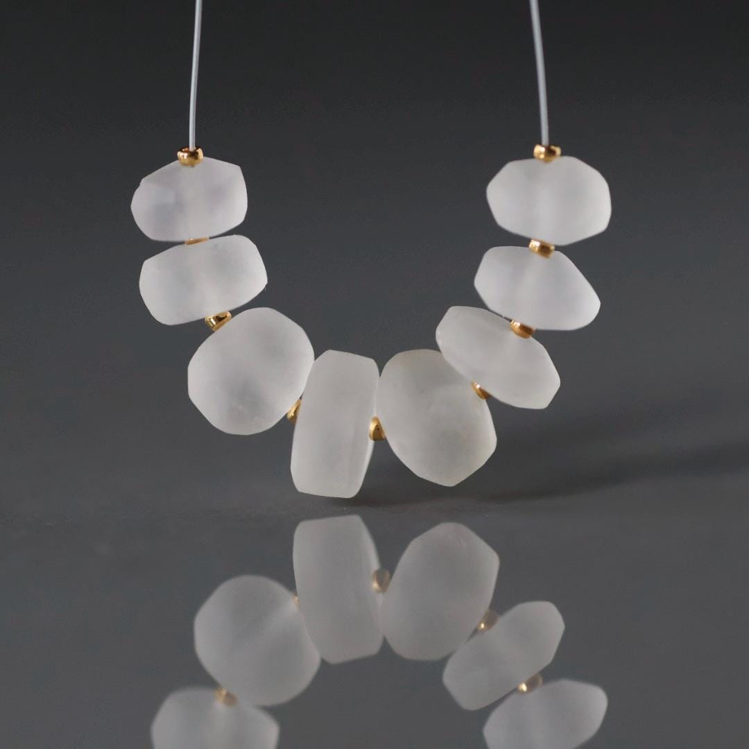 AAA Matte Rock Quartz Beads Frosted 8 PCs Clear Crystal Quartz Genuine Gemstone Beads Jewelry Making Beading Craft Gift April Birthstone