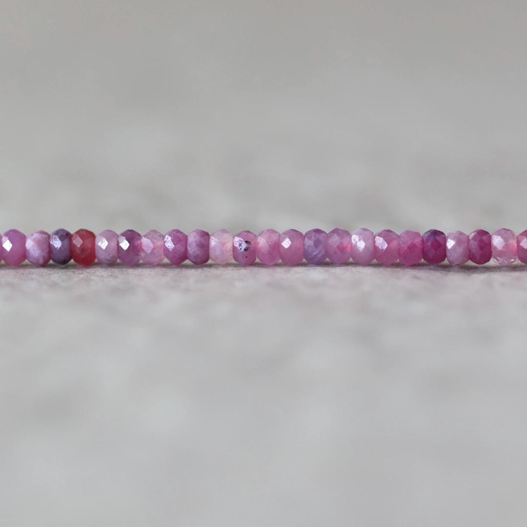2.7mm AAA Pink Ruby Beads Faceted Rondelle Natural Pink Gemstone for DIY Jewelry Making Supplies July Birthstone