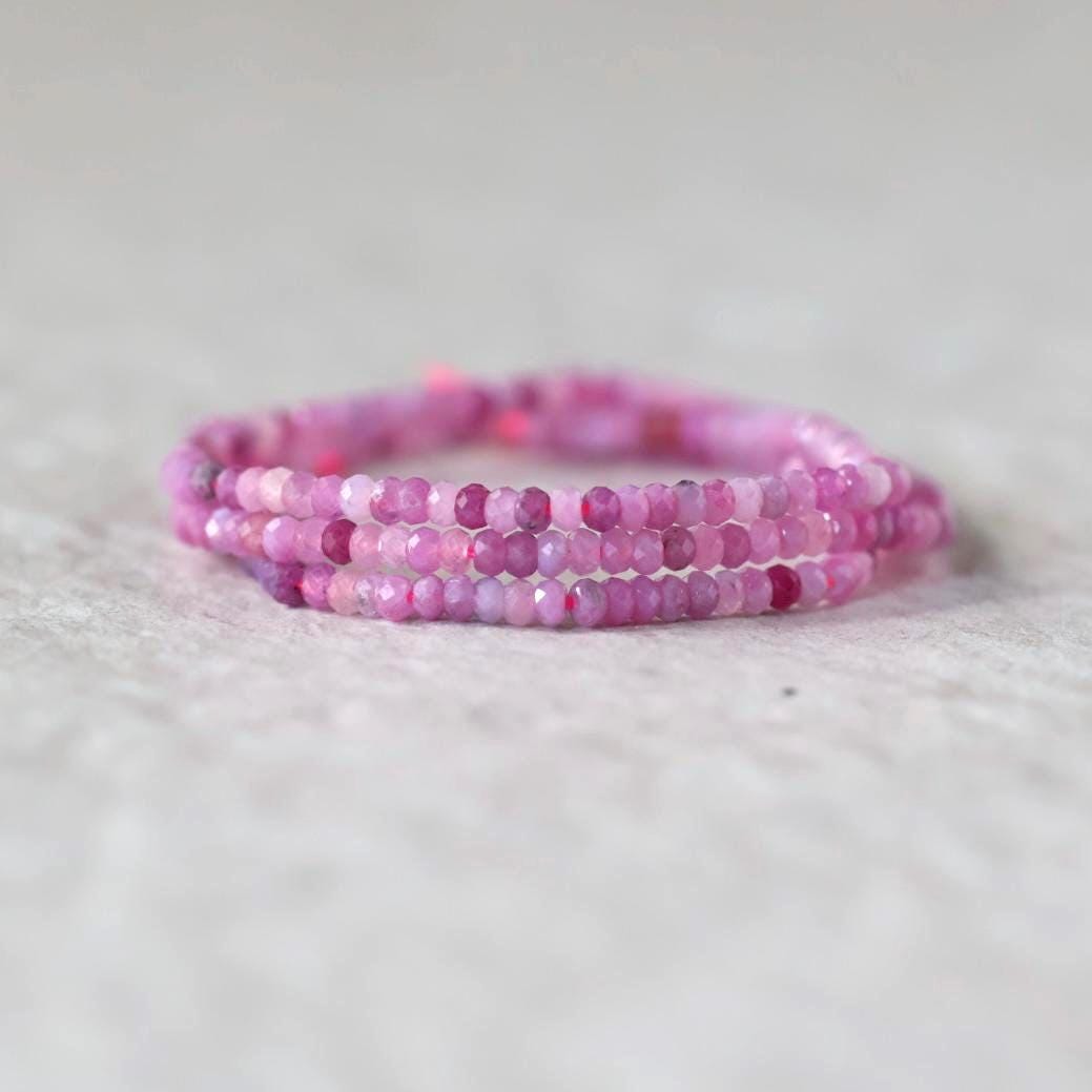 2.7mm AAA Pink Ruby Beads Faceted Rondelle Natural Pink Gemstone for DIY Jewelry Making Supplies July Birthstone