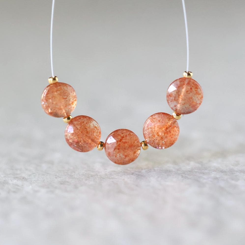 AAA Tanzanian Sunstone Coin Beads Faceted Genuine Gemstone 8mm Beads for DIY Jewelry Making Earrings Necklace Pendant