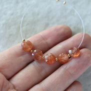 AAA Tanzanian Sunstone Coin Beads Faceted Genuine Gemstone 8mm Beads for DIY Jewelry Making Earrings Necklace Pendant