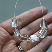 Green Amethyst Faceted Nuggets Large Beads Freeform Prasiolite Transparent Sparkly Gemstone Beads for Jewelry Making February Birthstone