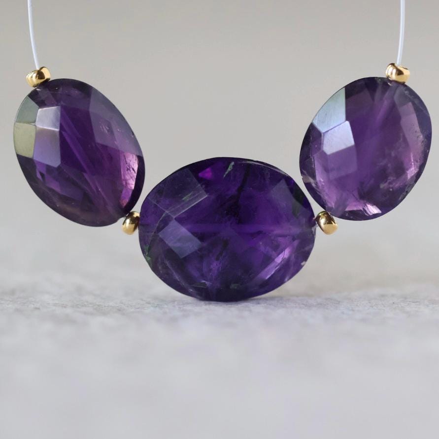 Large Natural African Amethyst Oval Beads Faceted 10-12mm Gemstone for DIY Jewelry Making Supplies