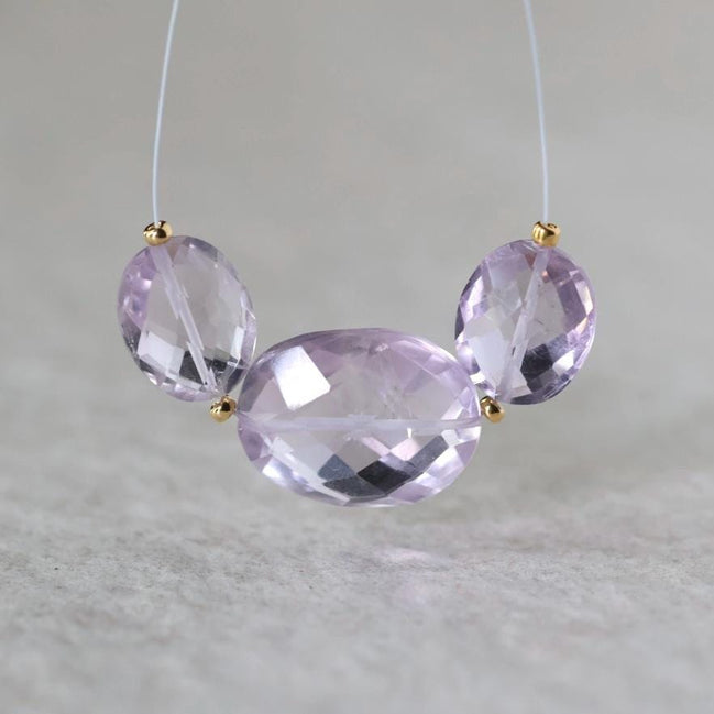 Large Natural Pink Amethyst Oval Beads Faceted 10-14mm Natural Gemstone for DIY Jewelry Making Supplies