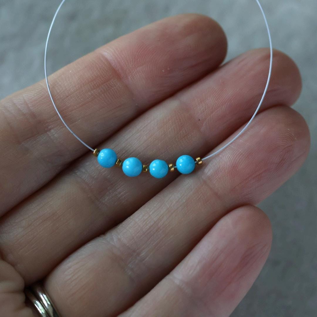 3.7mm Natural Sleeping Beauty Turquoise Beads Smooth Round Genuine Gemstone Beads DIY Jewelry Making Supplies