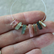 Multi Color Tourmaline Slice Beads Raw Briolette Sticks 9-13mm 7 PCs Genuine Watermelon Tourmaline Gemstone for DIY Jewelry Making