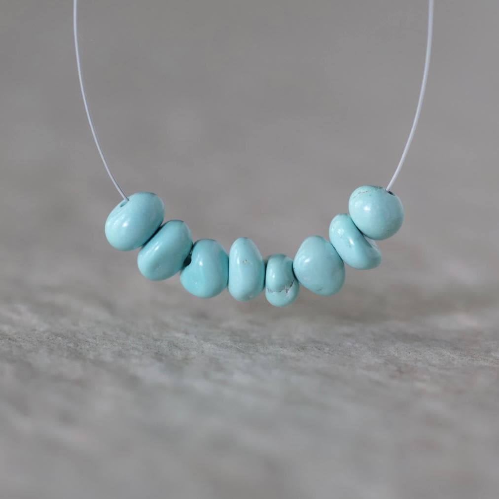 Rare Ethereal Sky Blue Lone Mountain Turquoise Nugget Beads Smooth 5-6mm 8 PCs Nevada Turquoise Gemstone Beads DIY Jewelry Making