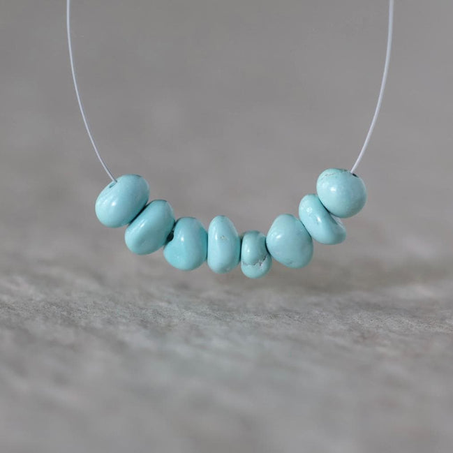 Rare Ethereal Sky Blue Lone Mountain Turquoise Nugget Beads Smooth 5-6mm 8 PCs Nevada Turquoise Gemstone Beads DIY Jewelry Making