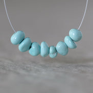 Rare Ethereal Sky Blue Lone Mountain Turquoise Nugget Beads Smooth 5-6mm 8 PCs Nevada Turquoise Gemstone Beads DIY Jewelry Making