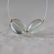 AAA Ethereal Gray Moonstone Oval Beads Smooth 2 Pcs Natural Gemstone for DIY Jewelry Making Necklace Earrings Supplies