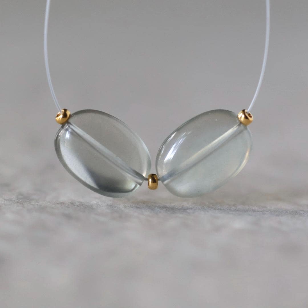 AAA Ethereal Gray Moonstone Oval Beads Smooth 2 Pcs Natural Gemstone for DIY Jewelry Making Necklace Earrings Supplies