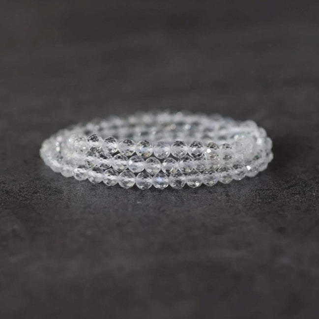 4mm AAA White Topaz Faceted Beads Round 15”Natural Clear Sparkly Gemstone for DIY Jewelry Making Supplies