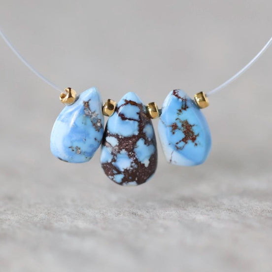 Rare AAA Golden Hills Turquoise Briolette Beads Smooth Teardrops Drops Kazakhstan Lavender Turquoise Gemstone Beads DIY Jewelry Making