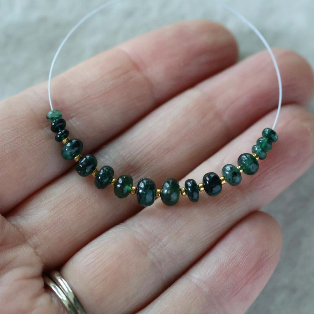 Brazilian Emerald Beads Smooth Rondelle Raw Natural Emerald Genuine Gemstone Beads for DIY Jewelry Making Craft Gift
