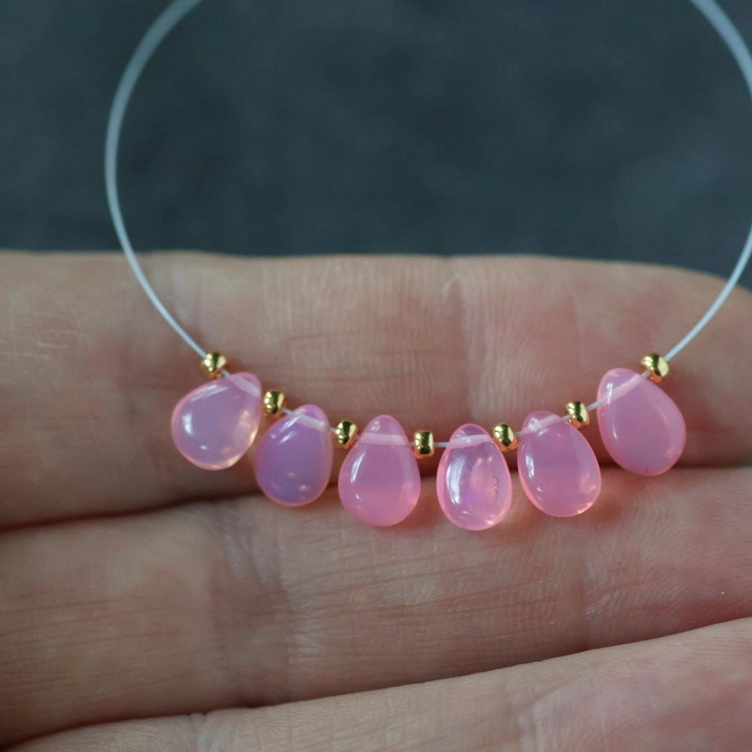 7x5mm Pink Ethiopian Opal Briolette Beads Smooth Teardrops Drops For DIY Jewelry Making Earrings