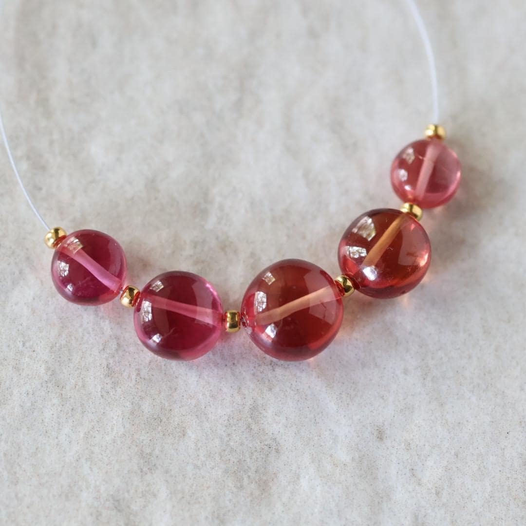 Rare Red Padparadscha Sapphire Coin Beads Smooth 5 PCs 6-9mm Gemstone Beads for DIY Jewelry Making Supplies September Birthstone