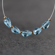 Tiny Natural Swiss Blue Topaz Faceted Teardrop Beads Oval 5 Pcs Gemstone for DIY Jewelry Making