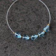 Tiny Natural Swiss Blue Topaz Faceted Teardrop Beads Oval 5 Pcs Gemstone for DIY Jewelry Making