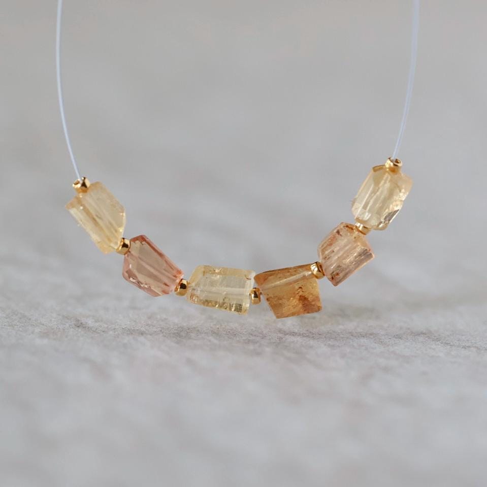 Tiny Natural Imperial Topaz Nugget Beads Slices Chunks 6 Pcs Yellow Gemstone for DIY Jewelry Making Earrings Supplies