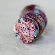 Large 17mm Purple Spiny Oyster Bead with Turquoise Inlay Heishi Beads Natural Shell for DIY Jewelry Making Supplies