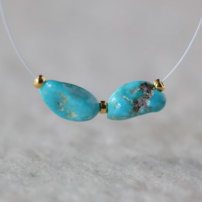 Rare AAA Carico Lake Turquoise Nugget Beads Smooth 7x9mm 2 PCs Nevada Turquoise Gemstone Beads DIY Jewelry Making