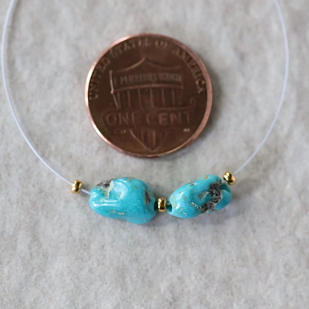 Rare AAA Carico Lake Turquoise Nugget Beads Smooth 7x9mm 2 PCs Nevada Turquoise Gemstone Beads DIY Jewelry Making