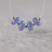 7mm AAA Tanzanite Beads Rondelle Smooth 4 Pcs Gemstone Beads for Silk Knotting Jewelry Making DIY Necklace Earrings