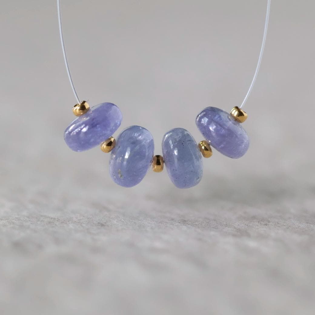 7mm AAA Tanzanite Beads Rondelle Smooth 4 Pcs Gemstone Beads for Silk Knotting Jewelry Making DIY Necklace Earrings
