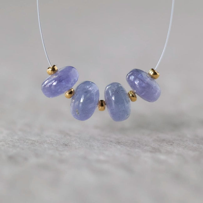 7mm AAA Tanzanite Beads Rondelle Smooth 4 Pcs Gemstone Beads for Silk Knotting Jewelry Making DIY Necklace Earrings