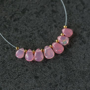 6-7mm Pink Ethiopian Opal Briolette Beads Smooth Teardrops Drops For DIY Jewelry Making Earrings